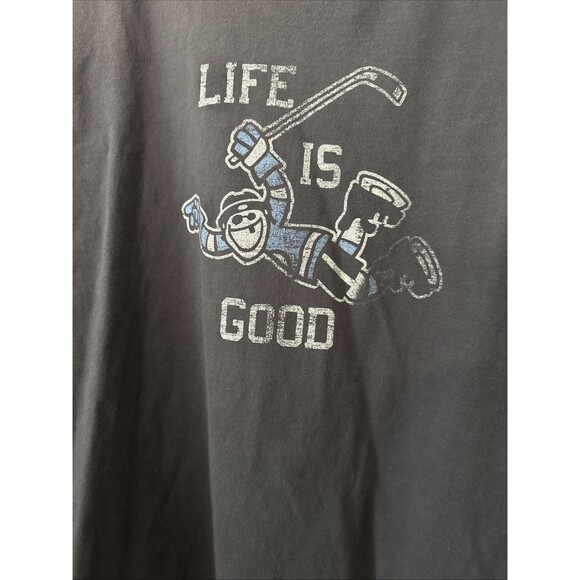 Life Is Good Crusher Tee Mens 2XL Gray Spell Out Sports Hockey Long Sleeve - Picture 3 of 6